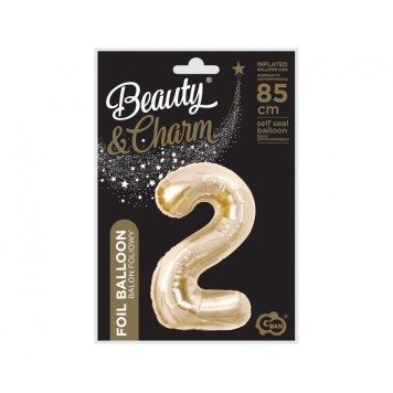 Number B&C Champagne Champagne colored number 2 foil balloon 85 cm