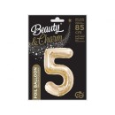 Number B&C Champagne Champagne-colored number 5 foil balloon 85 cm