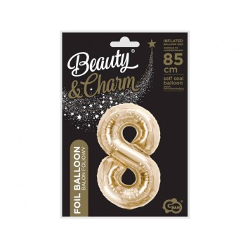 Number B&C Champagne Champagne-colored number 8 foil balloon 85 cm
