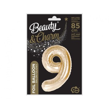 Number B&C Champagne Champagne-colored number 9 foil balloon 85 cm