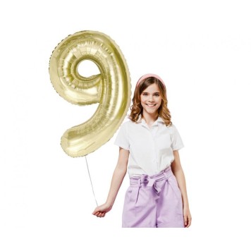 Number B&C Champagne Champagne-colored number 9 foil balloon 85 cm
