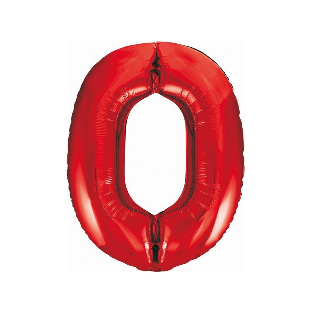 Number Red Red Number 0 Foil Balloon 85 cm