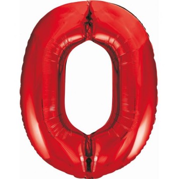 Number Red Red Number 0 Foil Balloon 85 cm
