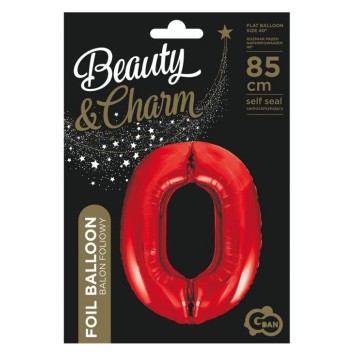 Number Red Red Number 0 Foil Balloon 85 cm
