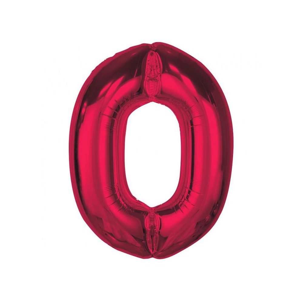 Number Red Red Number 0 Foil Balloon 92 cm