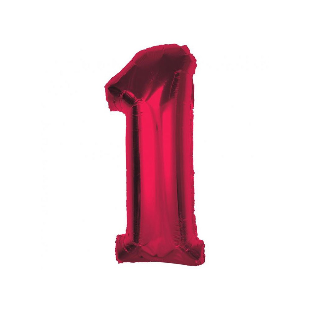 Number Red Red number 1 foil balloon 92 cm