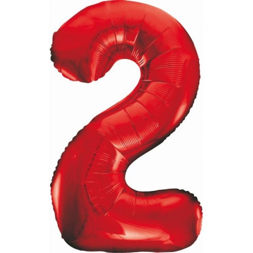 Number Red Red Number 2 Foil Balloon 85 cm