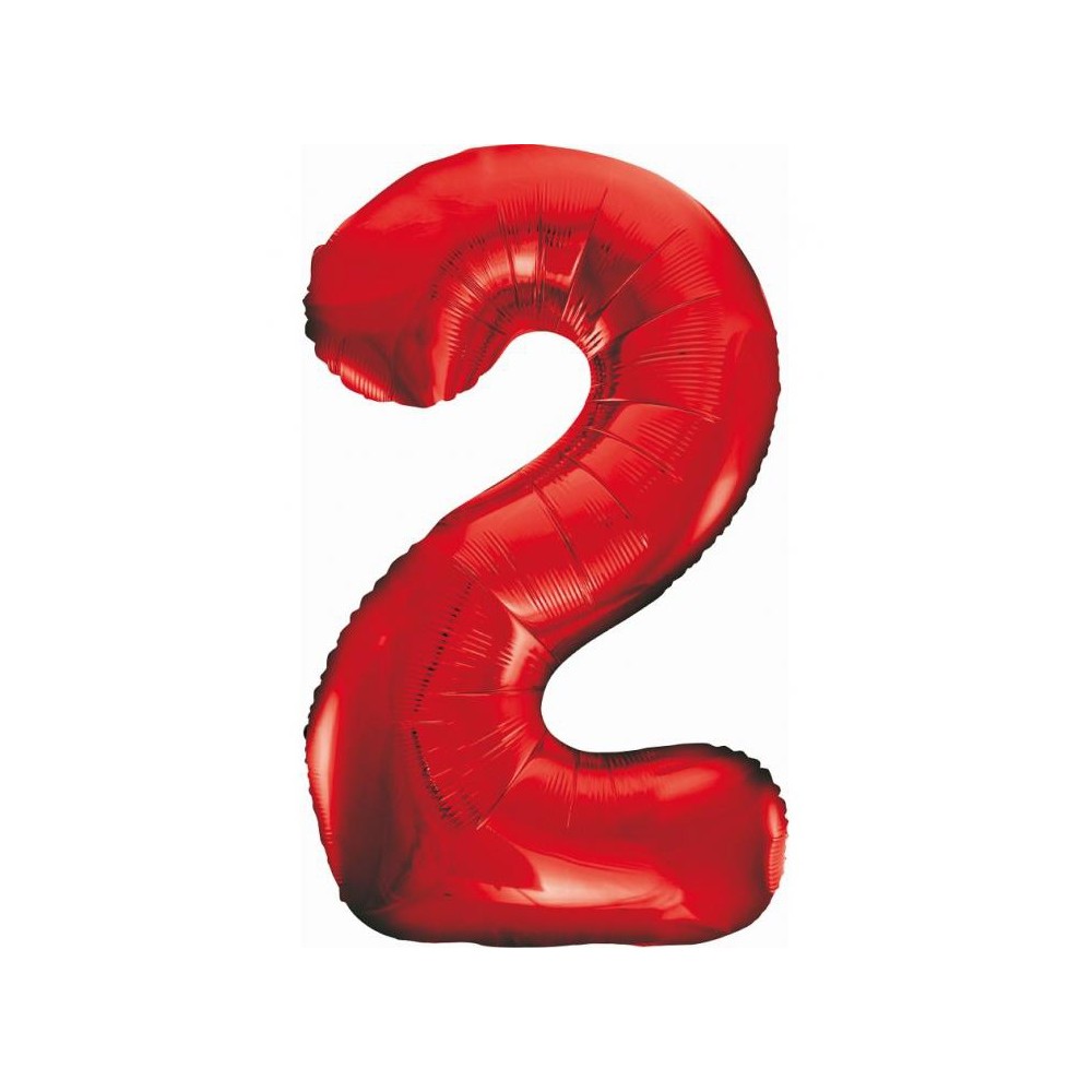 Number Red Red Number 2 Foil Balloon 85 cm