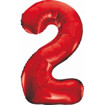 Number Red Red Number 2 Foil Balloon 85 cm