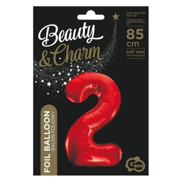 Number Red Red Number 2 Foil Balloon 85 cm