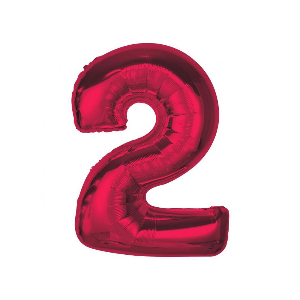 Number Red Red Number 2 Foil Balloon 92 cm