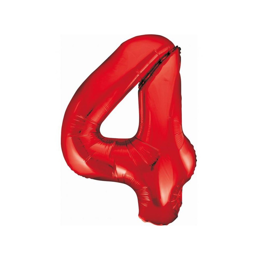 Number Red Red number 4 foil balloon 85 cm