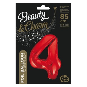Number Red Red number 4 foil balloon 85 cm