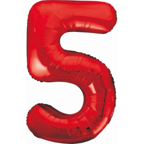 Number Red Red number 5 foil balloon 85 cm