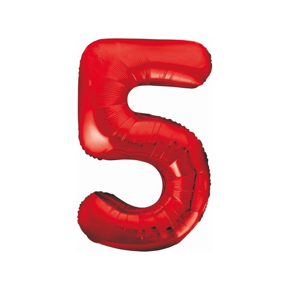 Number Red Red number 5 foil balloon 85 cm