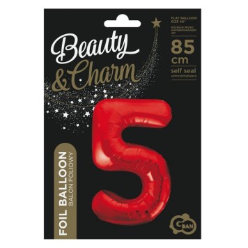 Number Red Red number 5 foil balloon 85 cm