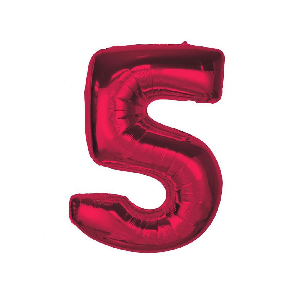 Number Red Red number 5 foil balloon 92 cm
