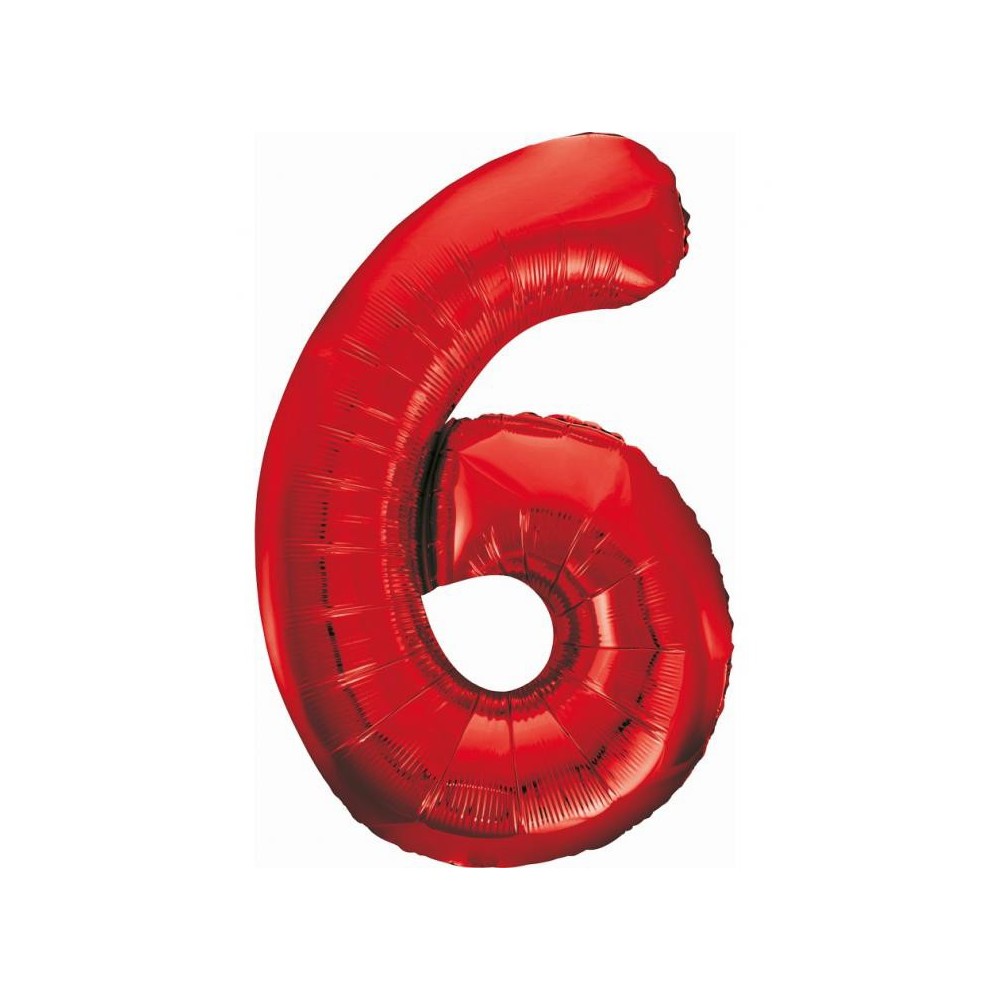 Number Red Red number 6 foil balloon 85 cm