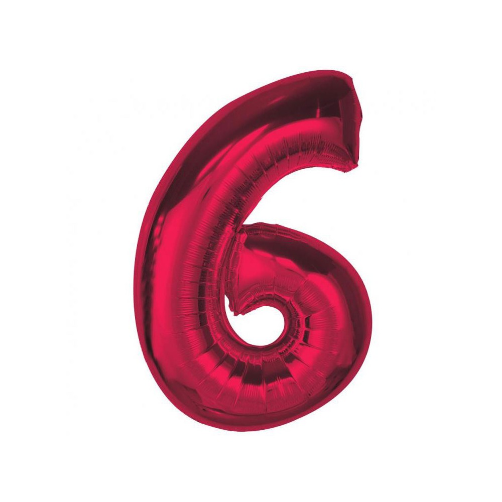 Number Red Red number 6 foil balloon 92 cm