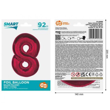 Number Red Red Number 8 Foil Balloon 92 cm