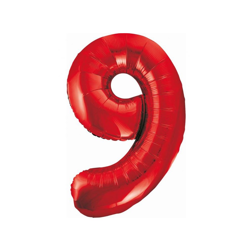 Number Red Red Number 9 Foil Balloon 85 cm