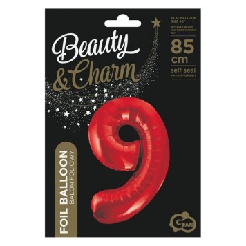 Number Red Red Number 9 Foil Balloon 85 cm