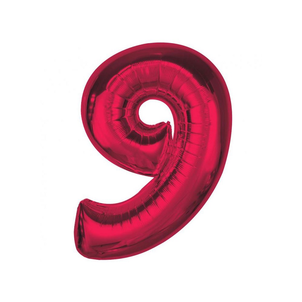Number Red Red Number 9 Foil Balloon 92 cm