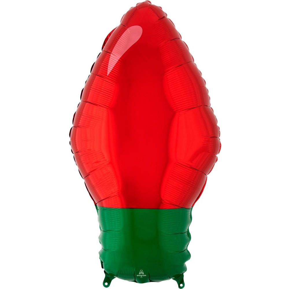 Christmas Red Light Bulb Foil Balloon 55 cm