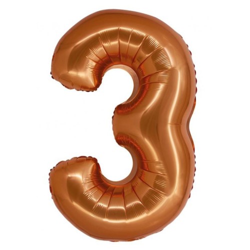Number Copper Copper Number 3 Foil Balloon 76 cm
