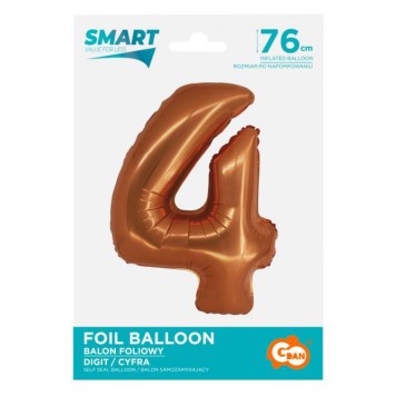 Number Copper Copper Number 4 Foil Balloon 76 cm