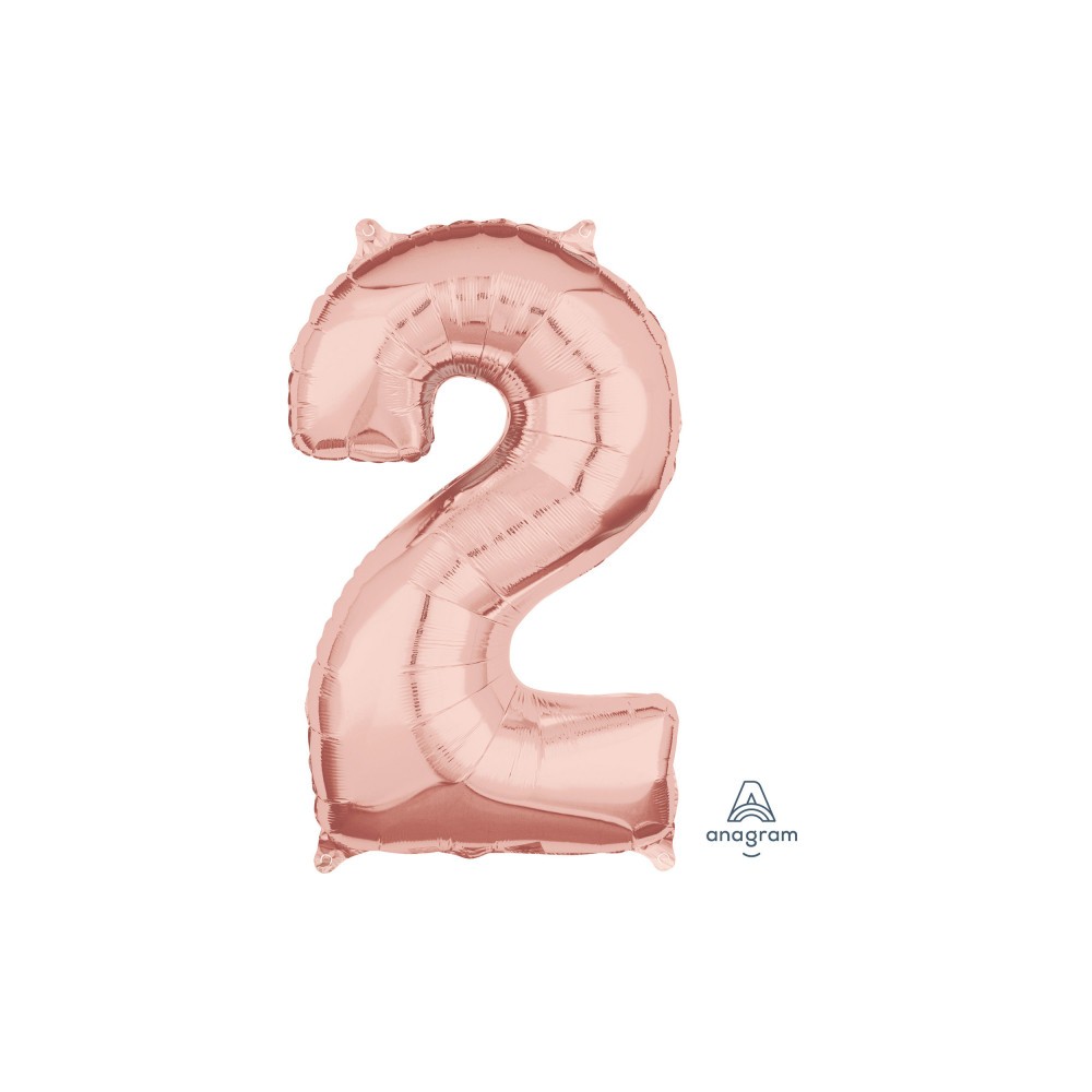 Number Rose Gold number 2 foil balloon 66 cm