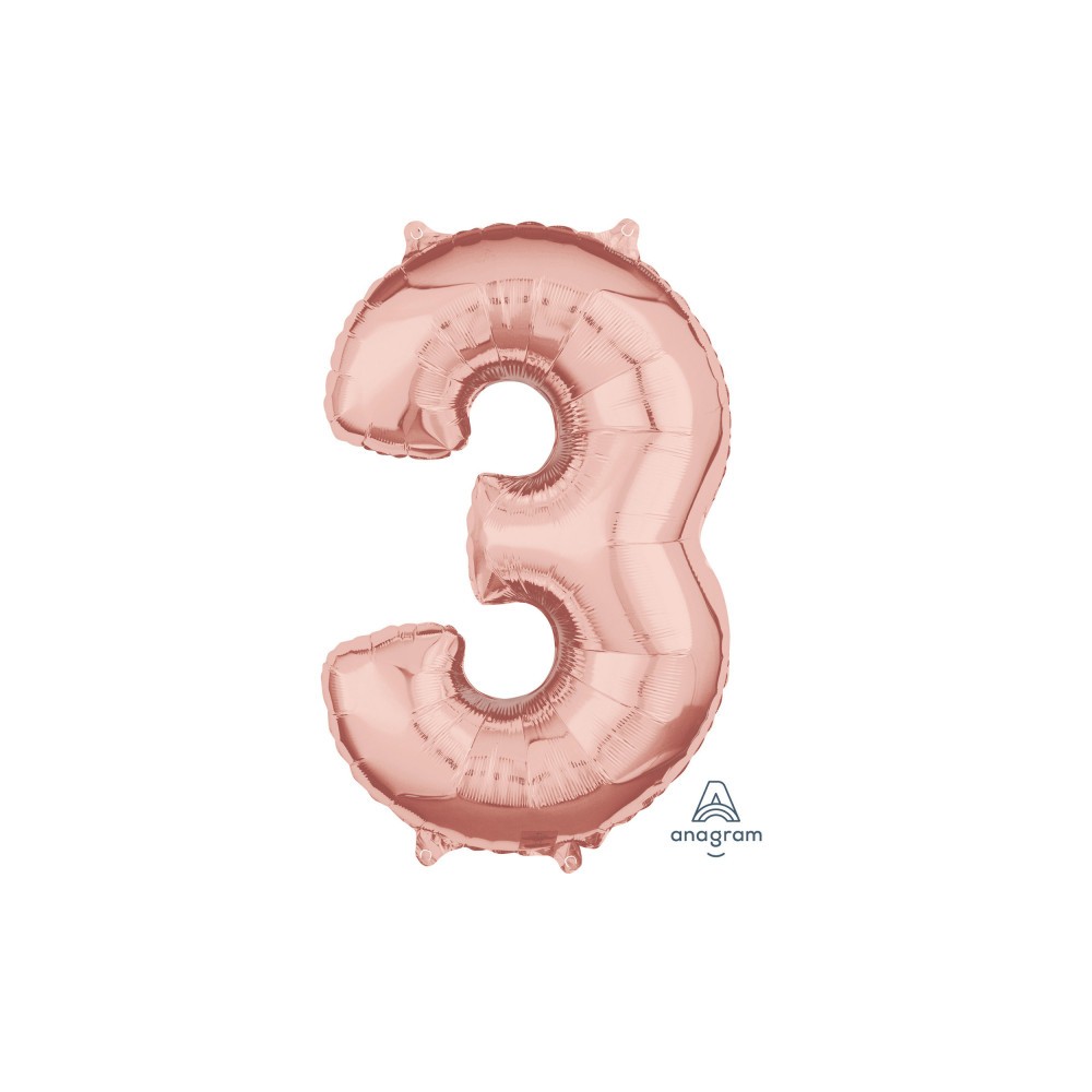 Number Rose Gold Number 3 Foil Balloon 66 cm
