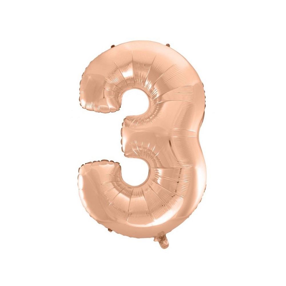 Number Rose Gold Foil balloon number 3, 92 cm