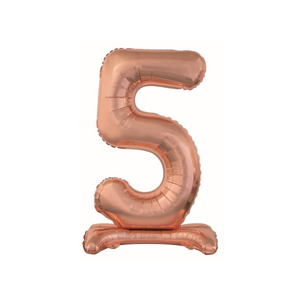 Number Rose Gold Number 5 Foil Balloon with Base 74 cm