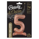 Number Rose Gold Number 5 Foil Balloon with Base 74 cm