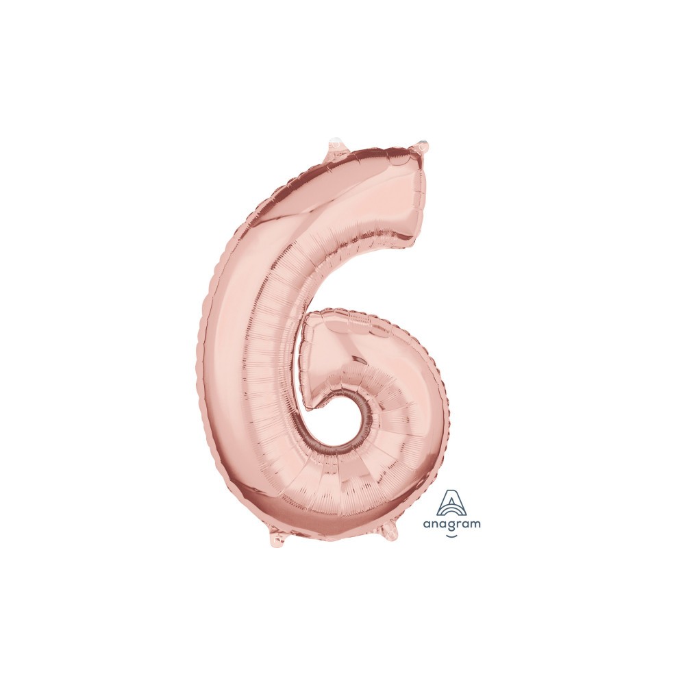 Number Rose Gold Number 6 Foil Balloon 66 cm