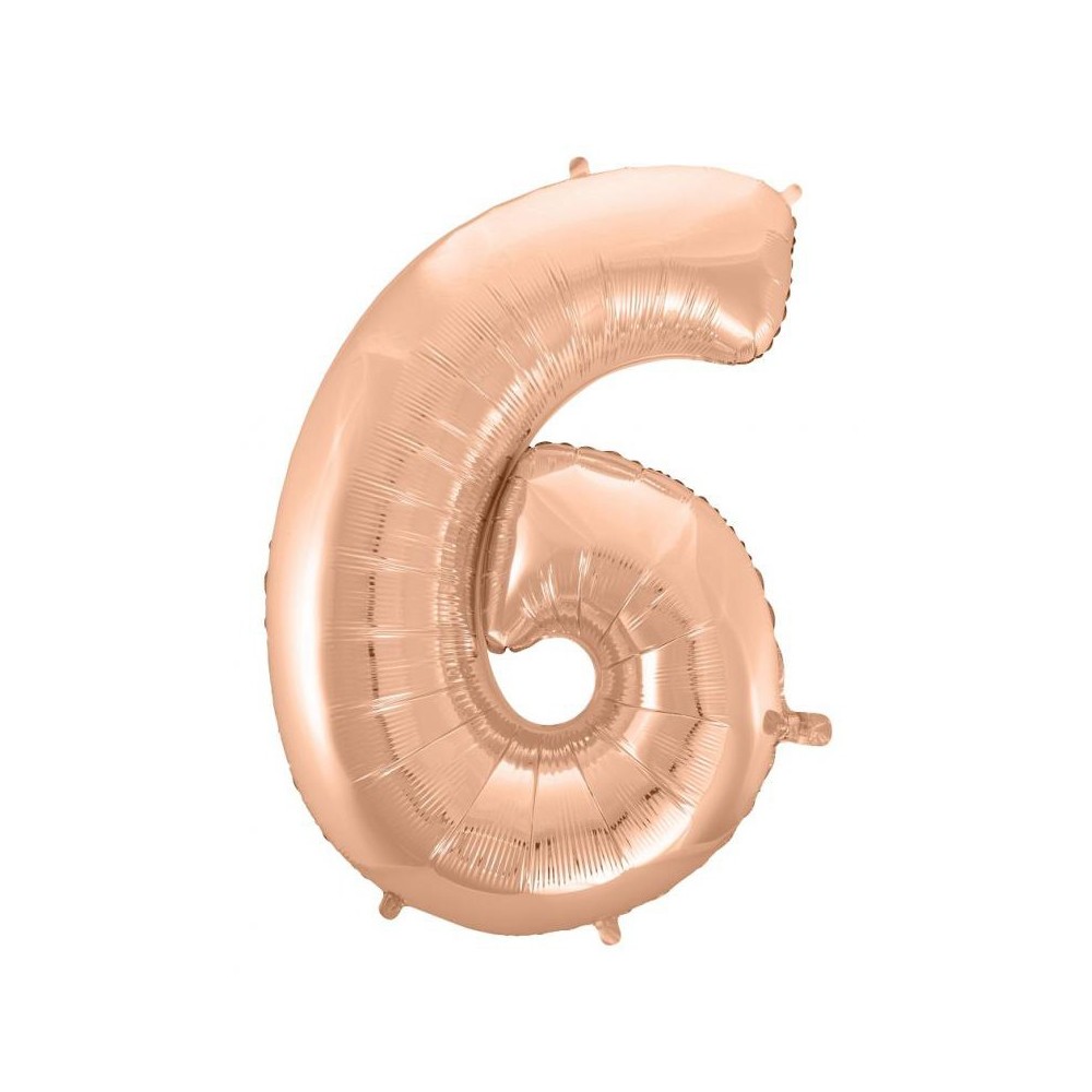 Number Rose Gold Number 6 foil balloon 92 cm