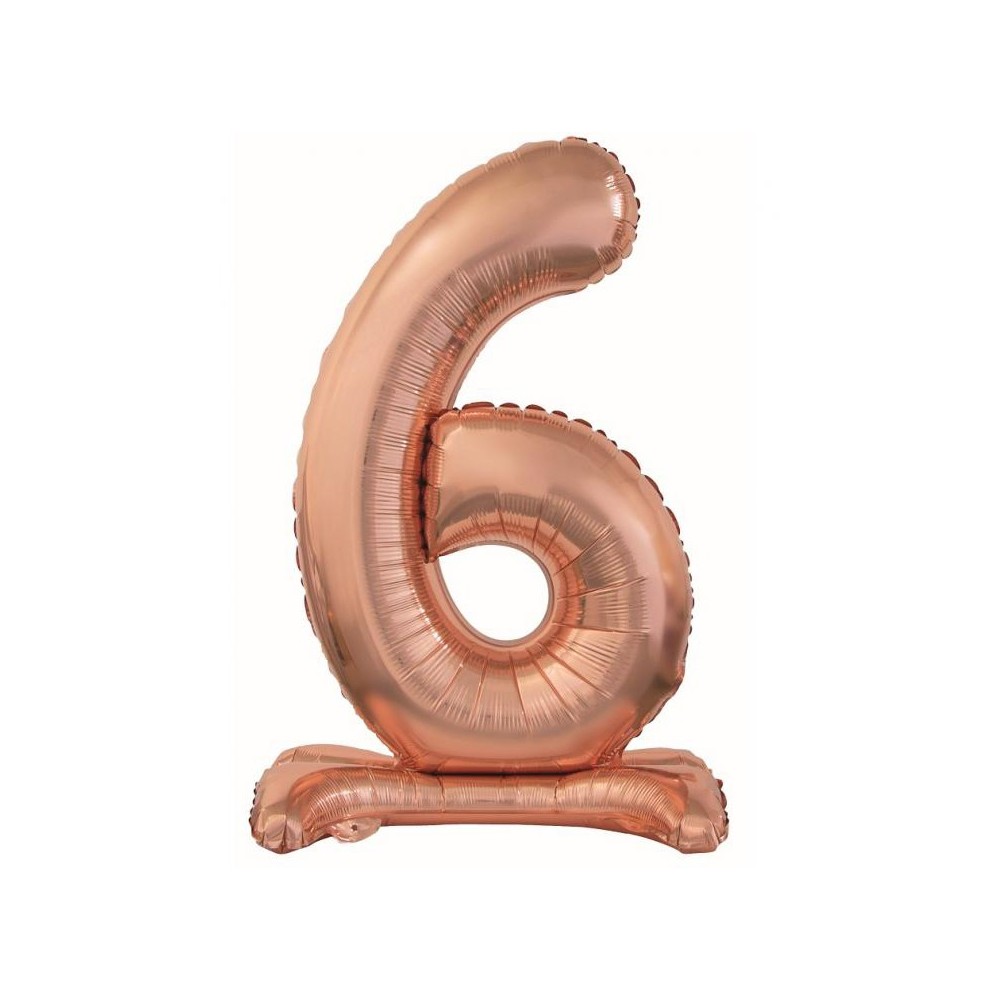 Number Rose Gold Number 6 foil balloon with base 74 cm