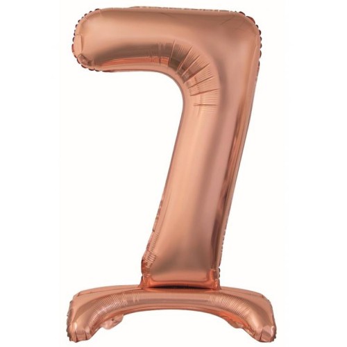 Number Rose Gold Number 7 foil balloon with base 74 cm