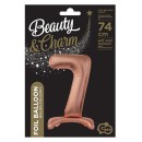 Number Rose Gold Number 7 foil balloon with base 74 cm