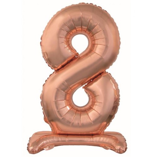 Number Rose Gold Number 8 Foil Balloon with Base 74 cm