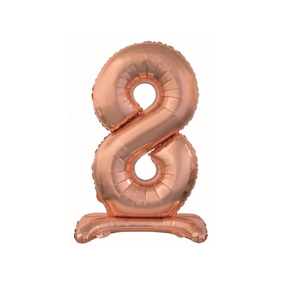 Number Rose Gold Number 8 Foil Balloon with Base 74 cm
