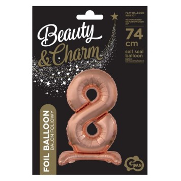 Number Rose Gold Number 8 Foil Balloon with Base 74 cm