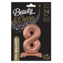 Number Rose Gold Number 8 Foil Balloon with Base 74 cm