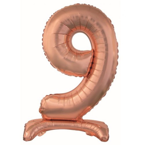 Number Rose Gold Number 9 foil balloon with base 74 cm