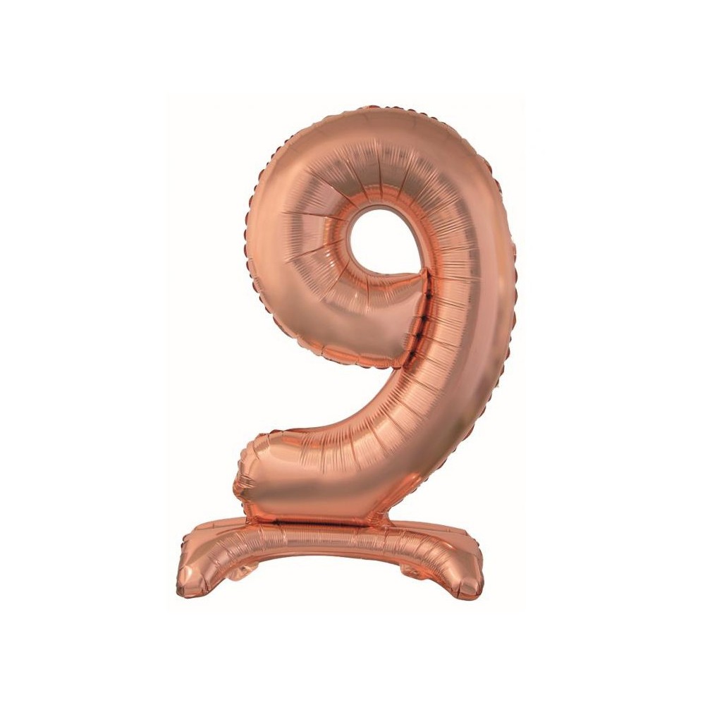 Number Rose Gold Number 9 foil balloon with base 74 cm