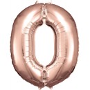 Number Rose Gold giant number foil balloon 0, 83*66 cm
