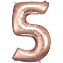 Number Rose Gold giant number foil balloon 5, 83*55 cm