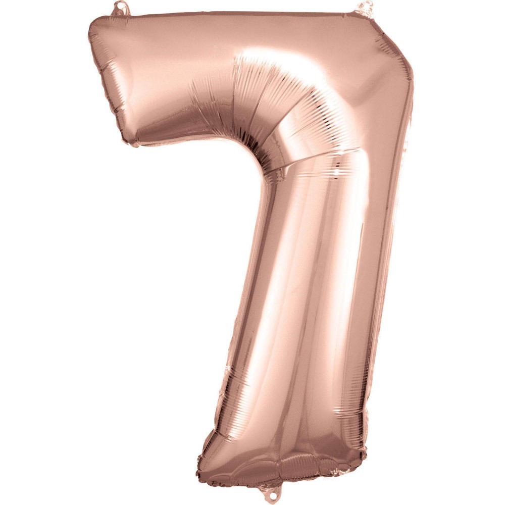 Number Rose Gold giant number foil balloon 7, 83*55 cm