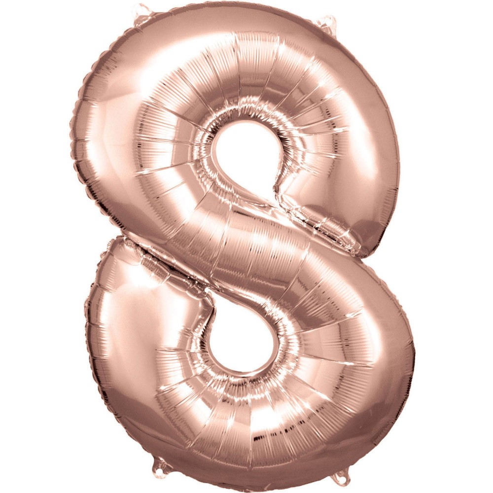 Number Rose Gold Giant Number Foil Balloon 8, 83*55 cm